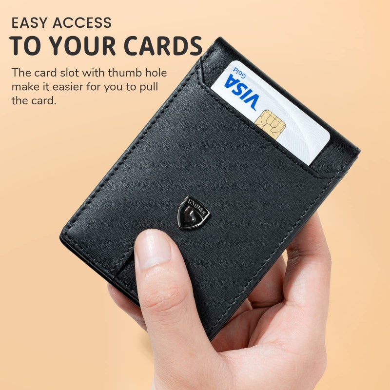 GSOIAX Slim Wallet for Men RFID Blocking Bifold Wallet Carbon Fiber Front Pocket Wallet with 11 Card Holder Minimalist Mens Wallet with Gift Box (Black-1) - Image 5